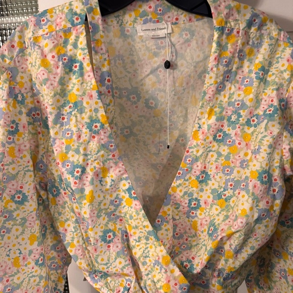 Lovers and Friend Women’s Wyatt Top in Catherine Floral. Cropped, size S - Picture 3 of 11